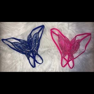 Lace Butterfly Sequin G String